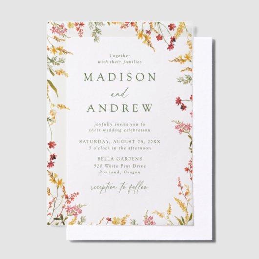 Invitations En Vélin Élégant Fleur sauvage d'été Mariage de couronne (Compenser)