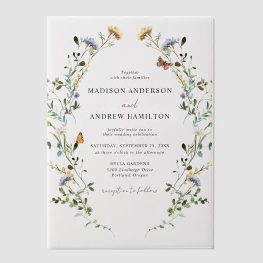 Invitations En Vélin Élégant Fleur sauvage Meadow Mariage (Recto)