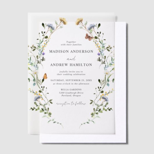 Invitations En Vélin Élégant Fleur sauvage Meadow Mariage (Compenser)