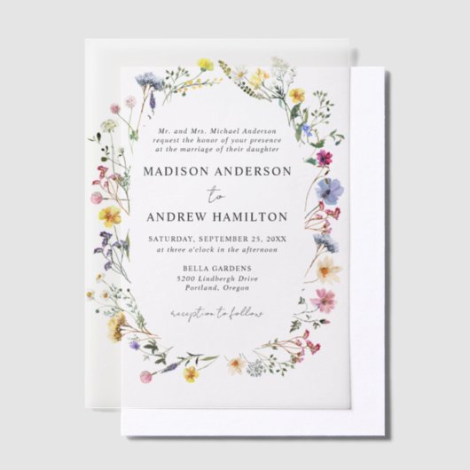 Invitations En Vélin Élégant Fleur sauvage Meadow Mariage (Compenser)