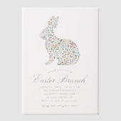 Invitations En Vélin Elégant Fleur sauvage Rabbit Brunch de Pâques (Recto)