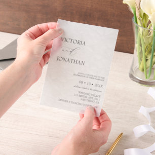 Invitations En Vélin Élégant floral minimaliste mariage blanc