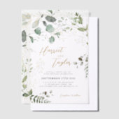 Invitations En Vélin Elegant Gold and Greenery Eucalyptus Wedding (Compenser)