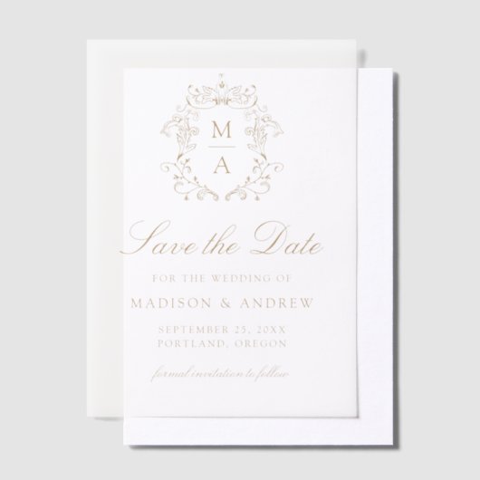 Invitations En Vélin Elegant Gold Chinoiserie Mariage Enregistrer la da (Compenser)