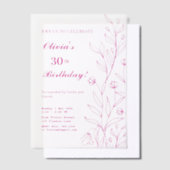 Invitations En Vélin Élégant Hot Pink Floral 30e anniversaire (Compenser)