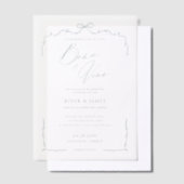 Invitations En Vélin Elégant Mariage Bleu Main Tirée Bow & Ribbon (Compenser)