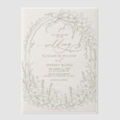 Invitations En Vélin Elégant Mariage Coquette Jardin Sage (Recto)