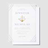 Invitations En Vélin Élégant Mariage d'Ancres nautiques (Compenser)