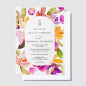 Invitations En Vélin Élégant Mariage d'aquarelle fleurie Spring Bold (Compenser)