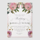 Invitations En Vélin Élégant Mariage d'aquarelle rose (Recto)