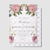 Invitations En Vélin Élégant Mariage d'aquarelle rose (Décalage (Invitation))