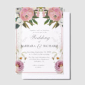 Invitations En Vélin Élégant Mariage d'aquarelle rose (Compenser)