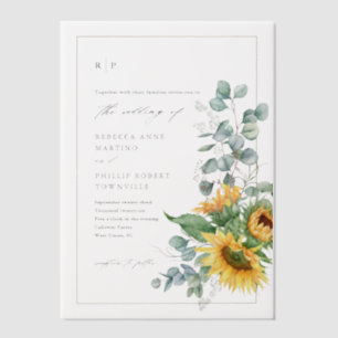 Invitations En Vélin Élégant Mariage de automne de tournesol rustique
