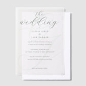 Invitations En Vélin Élégant Mariage de calligraphie verte Sage (Compenser)