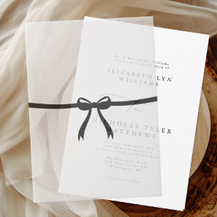 Invitations En Vélin Élégant Mariage de la cale noire