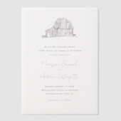 Invitations En Vélin Élégant Mariage de la grange de la main tiré (Recto)