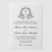 Invitations En Vélin Élégant Mariage de monogramme de crête florale noi (Recto)