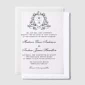 Invitations En Vélin Élégant Mariage de monogramme de crête florale noi (Compenser)