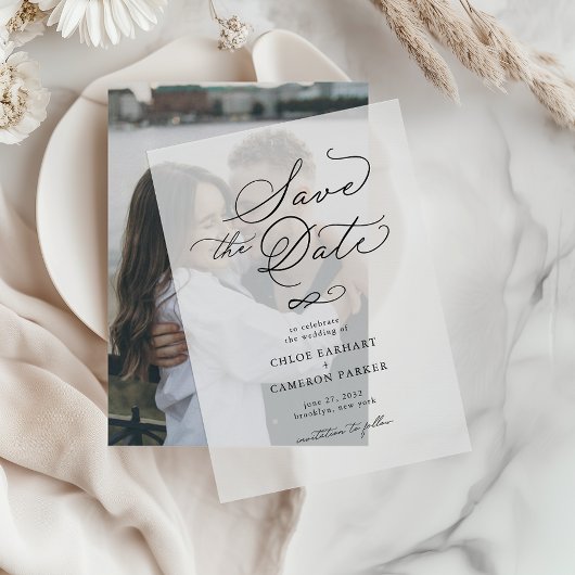 Invitations En Vélin Élégant Mariage de script de calligraphie traditio