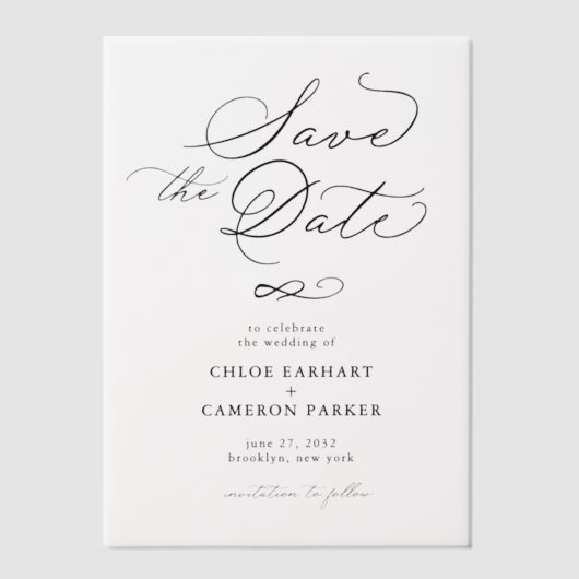 Invitations En Vélin Élégant Mariage de script de calligraphie traditio (Recto)