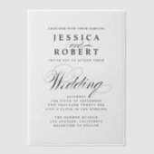 Invitations En Vélin Élégant Mariage de script noir et blanc (Recto)
