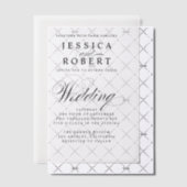 Invitations En Vélin Élégant Mariage de script noir et blanc (Décalage (Invitation))