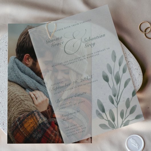 Invitations En Vélin Élégant Mariage de superposition de la surface bot