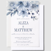 Invitations En Vélin Élégant Mariage de superposition Florale Bleue