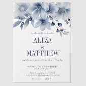 Invitations En Vélin Élégant Mariage de superposition Florale Bleue