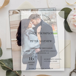 Invitations En Vélin Élégant Mariage de typographie moderne Script mign