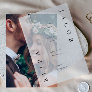 Invitations En Vélin Élégant Mariage de typographie noire