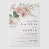 Invitations En Vélin Elégant Mariage floral romantique (Recto)