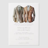 Invitations En Vélin Elégant Mariage gay deux pièces en costume (Recto)