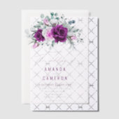 Invitations En Vélin Élégant Mariage géométrique violet rustique (Décalage (Invitation))