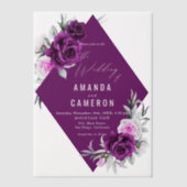 Invitations En Vélin Élégant Mariage géométrique violet rustique (Recto)