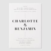 Invitations En Vélin Élégant Mariage noir moderne (Recto)