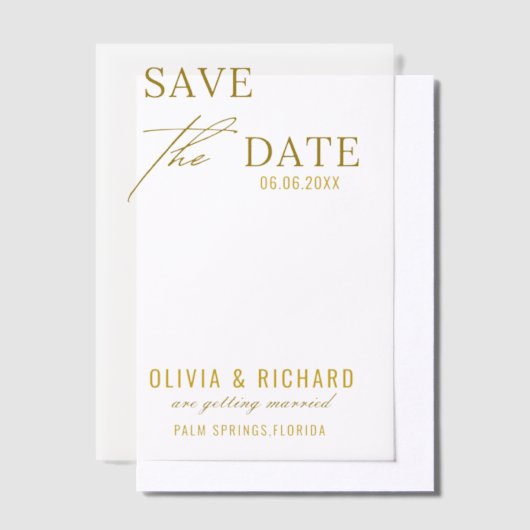 Invitations En Vélin Élégant Mariage Or Enregistrer La Date (Compenser)