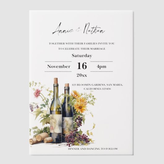 Invitations En Vélin Élégant Mariage romantique Script (Recto)