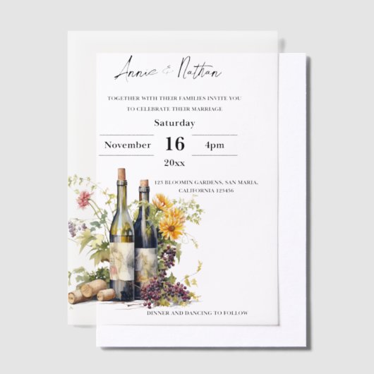 Invitations En Vélin Élégant Mariage romantique Script (Compenser)