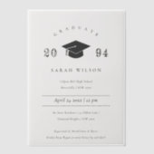 Invitations En Vélin Élégant Minimal Clean Simple Graduation Party (Recto)