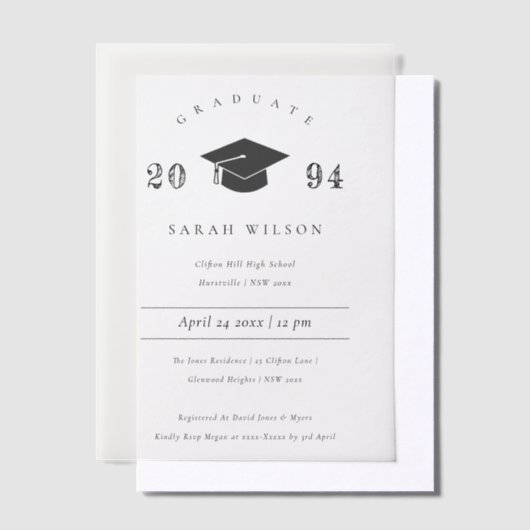 Invitations En Vélin Élégant Minimal Clean Simple Graduation Party (Compenser)