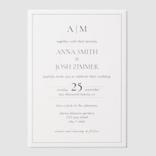 Invitations En Vélin Élégant minimaliste B&W Classic Mariage
