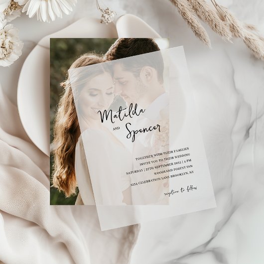 Invitations En Vélin Élégant minimaliste Mariage de script