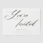 Invitations En Vélin Elégant minimaliste moderne noir blanc Anniversair<br><div class="desc">Donnez le ton pour une célébration sophistiquée avec cette élégante couche de velours. Doté d'une calligraphie noire audacieuse sur une couche translucide, ce design intemporel ajoute une touche de luxe à toute occasion. Idéal pour des anniversaires d'étape, des mariages ou des rassemblements formels, c'est une façon élégante d'accueillir des invités...</div>