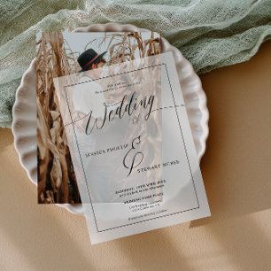 Invitations En Vélin Élégant minimaliste Script Classic Frame Mariage