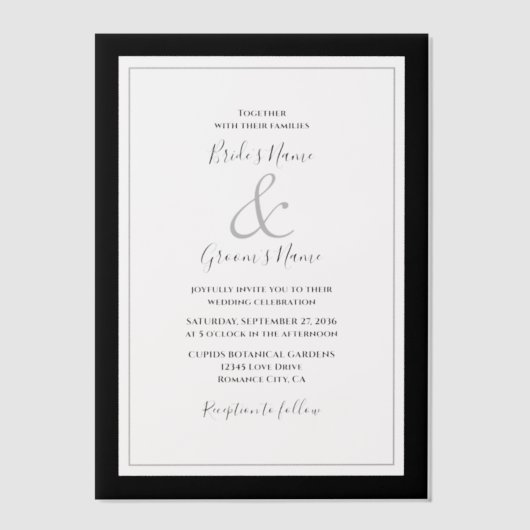 Invitations En Vélin Élégant Monogramme Mariage noir et blanc (Recto)