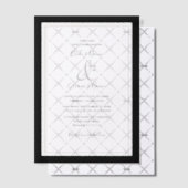 Invitations En Vélin Élégant Monogramme Mariage noir et blanc (Décalage (Invitation))