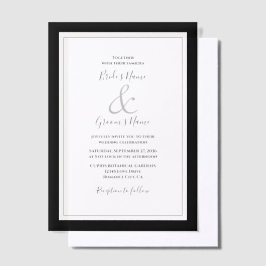 Invitations En Vélin Élégant Monogramme Mariage noir et blanc (Compenser)