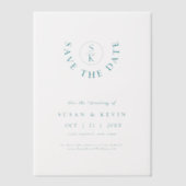 Invitations En Vélin Elégant Monogramme Turquoise Mariage Enregistrer l (Recto)