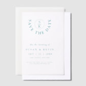 Invitations En Vélin Elégant Monogramme Turquoise Mariage Enregistrer l (Compenser)